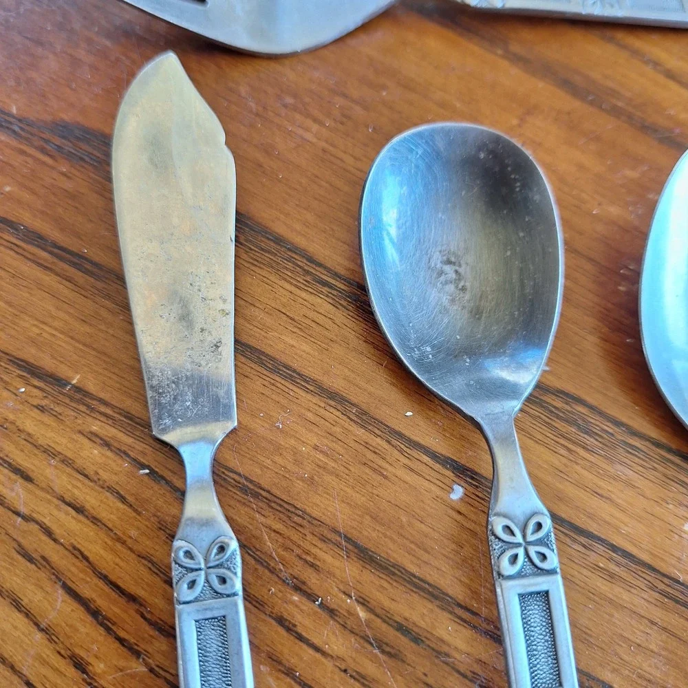 Japan National Stainless Vintage MCM Retro Flatware Set 10 pcs Assorted